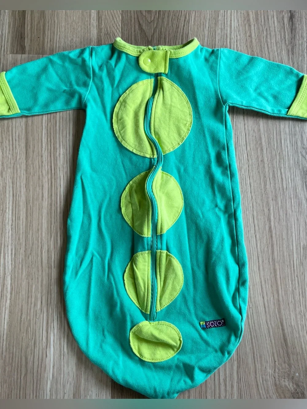 SOZO Baby Cotton Wearable Blanket Sleep Sack 0-6 Months Green Sweet Pea Zip-Up